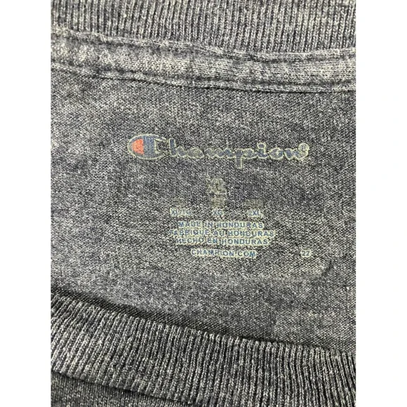 Champion Graphic T-Shirt Men XL Blue Short Sleeve Distressed Logo Crew Neck - Picture 5 of 6